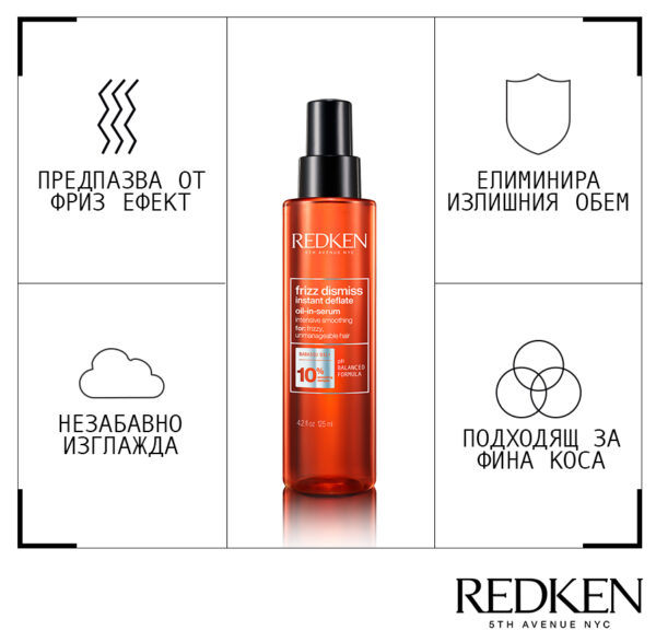 3 Серум-олио против хвърчаща коса Frizz Dismiss Instant Deflate – Redken