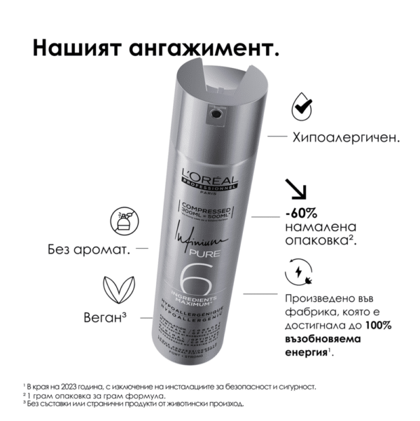 Лак за коса L'Oréal Professionnel Infinium – степен на фиксация 4