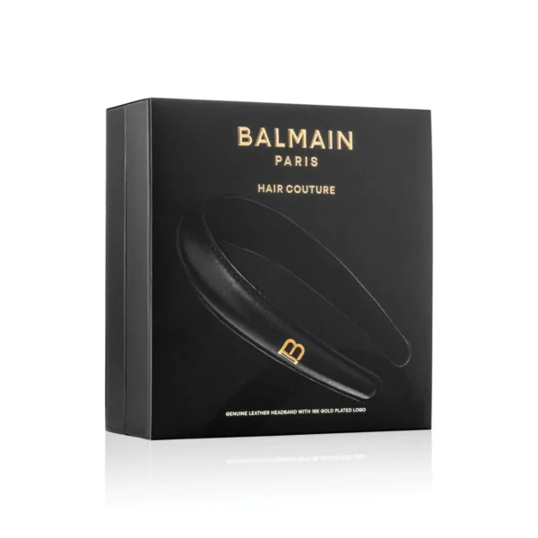 Черна кожена диадема Balmain Black Leather